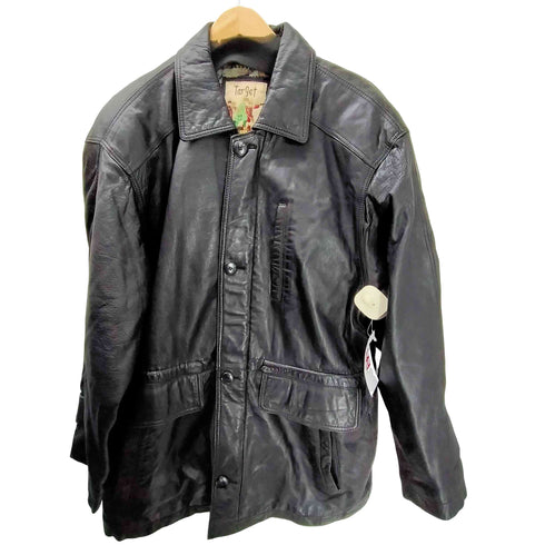 Target 80-90S イタリア製 裏地総柄 羊革 ラムレザー カーコート ビックサイズ メンズ import:M