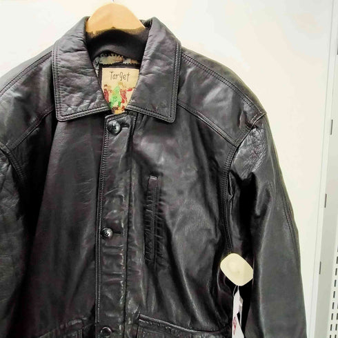 Target 80-90S イタリア製 裏地総柄 羊革 ラムレザー カーコート ビックサイズ メンズ import:M