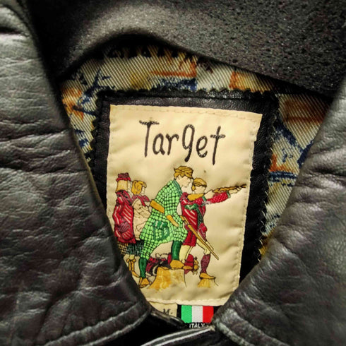 Target 80-90S イタリア製 裏地総柄 羊革 ラムレザー カーコート ビックサイズ メンズ import:M