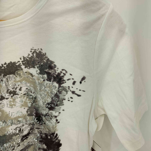 sun mate エンブレム シルバーペイントデザインb クルーネック半袖tシャツ カットソー y2k レディース