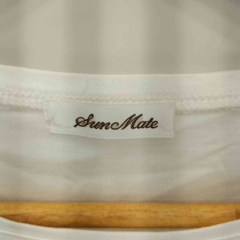 sun mate エンブレム シルバーペイントデザインb クルーネック半袖tシャツ カットソー y2k レディース