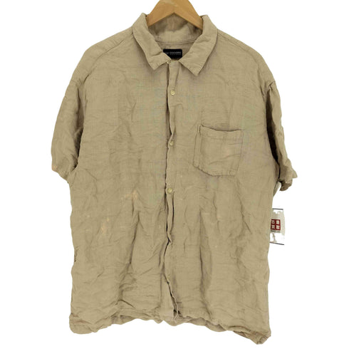 ドッカーズ DOCKERS 90S シンプルチェック リネン混 レーヨン S/S 開襟 オープンカラー シャツ メンズ import:XL