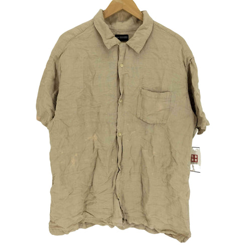 ドッカーズ DOCKERS 90S シンプルチェック リネン混 レーヨン S/S 開襟 オープンカラー シャツ メンズ import:XL