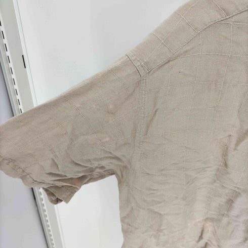 ドッカーズ DOCKERS 90S シンプルチェック リネン混 レーヨン S/S 開襟 オープンカラー シャツ メンズ import:XL