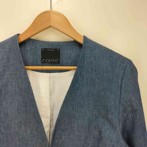 ユナイテッドアローズ UNITED ARROWS conte デニムライク ノーカラージャケット レディース