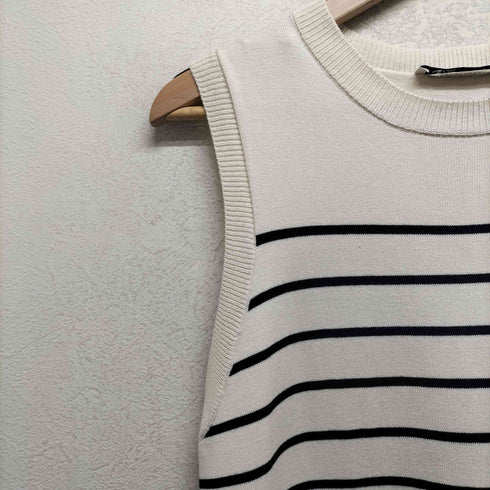 ザラ ZARA ロングニット ストライプ ノースリーブワンピース レディース import:M