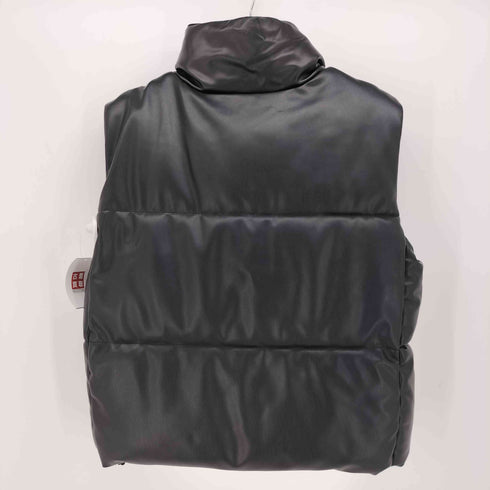 ザラ ZARA フェイクレザー パフ ベスト 裾ドローコード レディース import:L