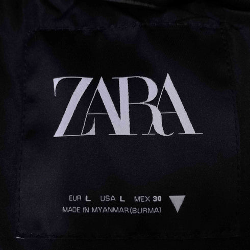 ザラ ZARA フェイクレザー パフ ベスト 裾ドローコード レディース import:L