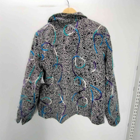 ローラアシュレイ LAURA ASHLEY 90S 総柄 刺繍 ツイード ジップアップ ブルゾン ジャケット メンズ import:L