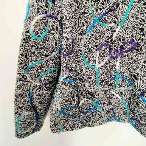 ローラアシュレイ LAURA ASHLEY 90S 総柄 刺繍 ツイード ジップアップ ブルゾン ジャケット メンズ import:L