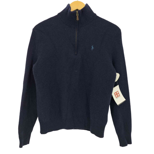 ポロラルフローレン POLO RALPH LAUREN 現行タグ ポニー刺繍 ウールカシミヤ ハーフジップニット レディース import:M