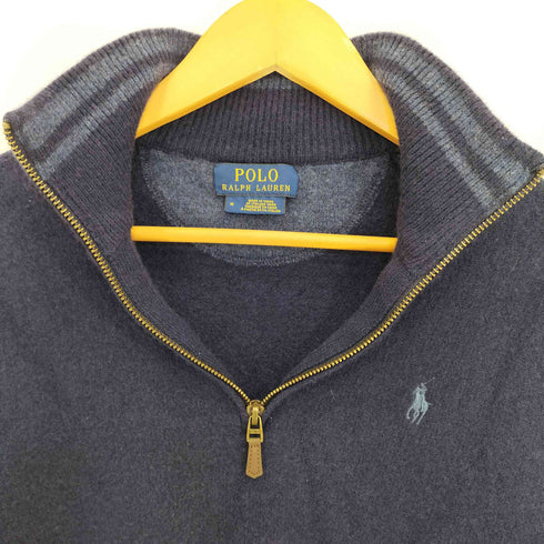 ポロラルフローレン POLO RALPH LAUREN 現行タグ ポニー刺繍 ウールカシミヤ ハーフジップニット レディース import:M
