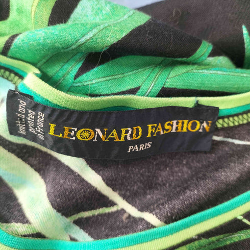 レオナール LEONARD アロエ柄 クルーネックTシャツ レディース import:M