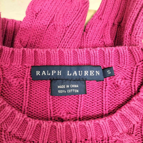 ラルフローレン RALPH LAUREN ポニー刺繍 ケーブルコットンニットセーター レディース import:S