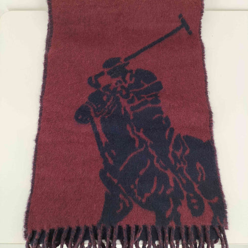 ポロラルフローレン POLO RALPH LAUREN イタリア製 ビッグポニー リバーシブル フリンジ ウール マフラー メンズ