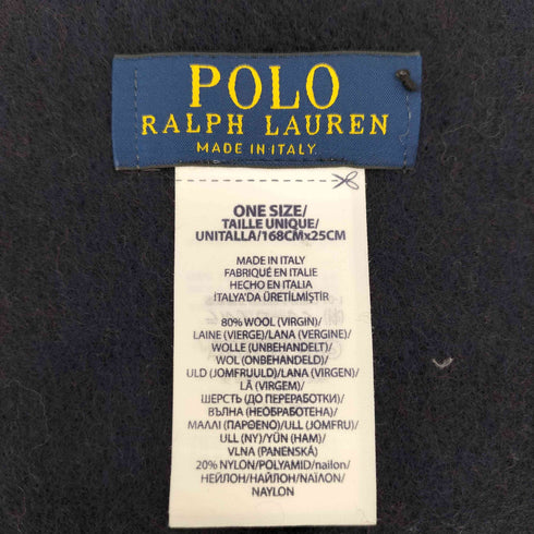 ポロラルフローレン POLO RALPH LAUREN イタリア製 ビッグポニー リバーシブル フリンジ ウール マフラー メンズ