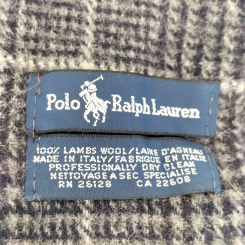 ポロラルフローレン POLO RALPH LAUREN ポニー 刺繍 ハウンドトゥースチェック フリンジ ウール マフラー メンズ