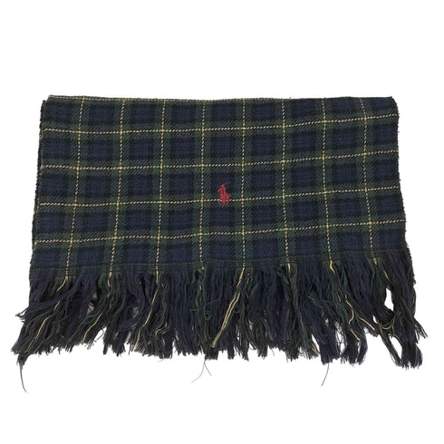 ポロラルフローレン POLO RALPH LAUREN ポニー 刺繍 リバーシブル タータン チェック フリンジ コットン マフラー メンズ