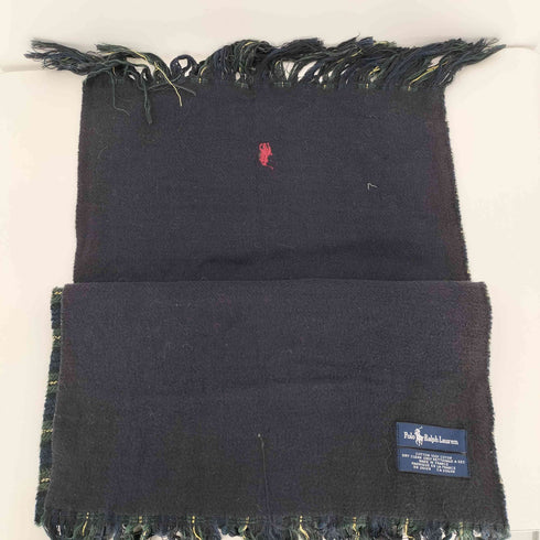 ポロラルフローレン POLO RALPH LAUREN ポニー 刺繍 リバーシブル タータン チェック フリンジ コットン マフラー メンズ