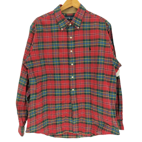 ラルフローレン RALPH LAUREN 90S DUSTOMU FIT ポニー刺繍 L/S BD シャツ タータンチェック メンズ import:XL