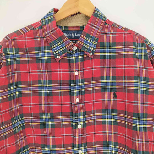 ラルフローレン RALPH LAUREN 90S DUSTOMU FIT ポニー刺繍 L/S BD シャツ タータンチェック メンズ import:XL