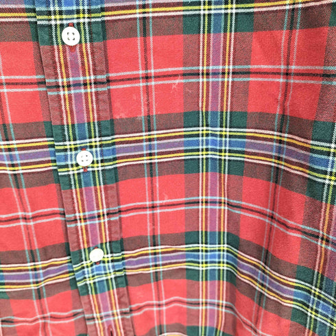 ラルフローレン RALPH LAUREN 90S DUSTOMU FIT ポニー刺繍 L/S BD シャツ タータンチェック メンズ import:XL