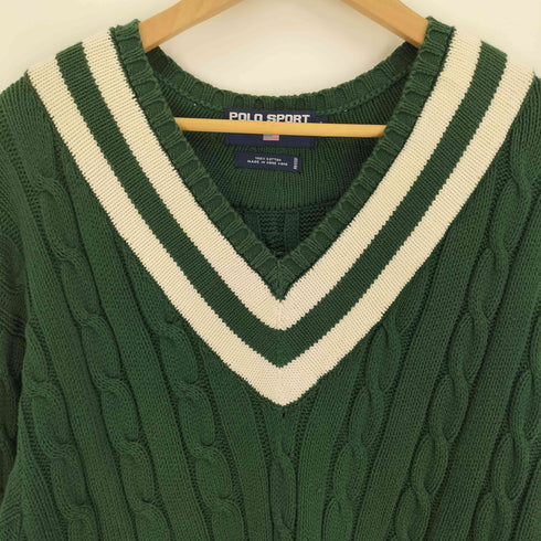 ポロスポーツラルフローレン POLO SPORT RALPH LAUREN 90-00S ケーブル編み Vネック ニット プルオーバー メンズ import:XL
