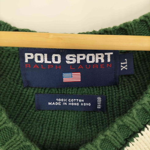 ポロスポーツラルフローレン POLO SPORT RALPH LAUREN 90-00S ケーブル編み Vネック ニット プルオーバー メンズ import:XL
