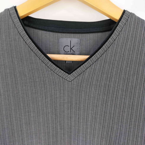 シーケーカルバンクライン ck Calvin Klein プリーツ Vネックカットソー メンズ import:L