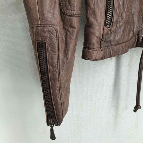 DOMA LEATHER シープレザー フーデッド ジップアップジャケット レディース