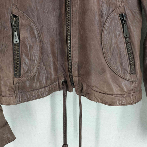 DOMA LEATHER シープレザー フーデッド ジップアップジャケット レディース