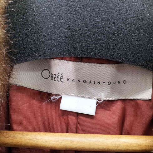 OBZEE KANG JIN YOUNG ウール混 ファーコート レディース 55