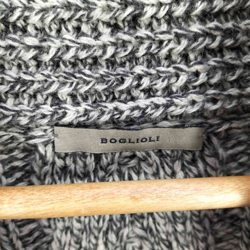 ボリオリ BOGLIOLI イタリア製 ダブルブレスト ウールシルク ショールカラーニットカーディガン メンズ import:XS