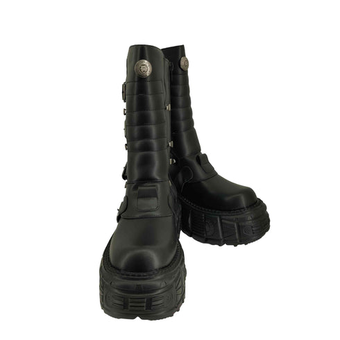 AYUSTONG ブラック 厚底ロングブーツ レディース 36