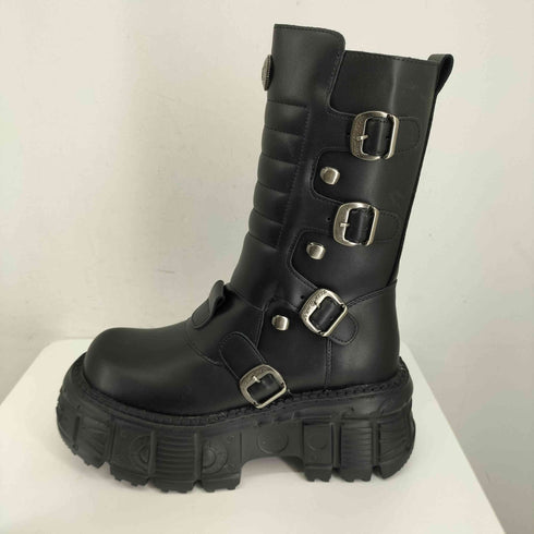 AYUSTONG ブラック 厚底ロングブーツ レディース 36