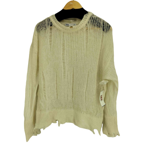 ザラ ZARA シースルーダメージニット レディース import:S
