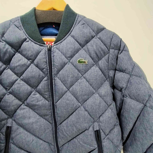 ラコステライブ Lacoste Live ロゴパッチ ダイヤ キルティング フェザー ダウン ブルゾン ジャケット 短丈 ダブルジップ メンズ 48