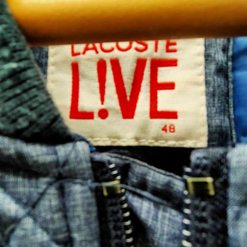 ラコステライブ Lacoste Live ロゴパッチ ダイヤ キルティング フェザー ダウン ブルゾン ジャケット 短丈 ダブルジップ メンズ 48