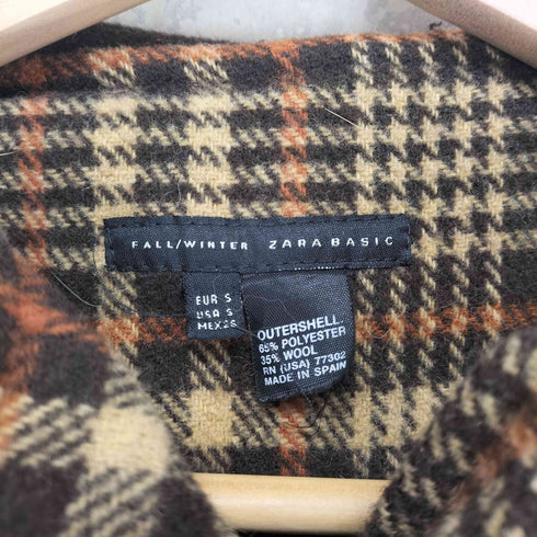 ザラ ZARA チェック柄ダッフルコート レディース S