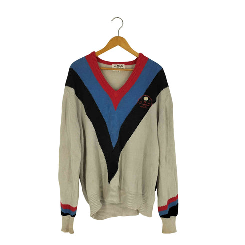 northern mariana islands フロント切替 Vネック コットンニット メンズ import:XL