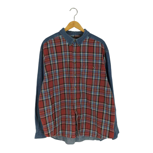 90S~00S チェック切替 デニムシャツ メンズ import:XL