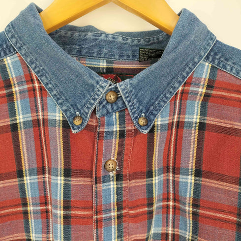 90S~00S チェック切替 デニムシャツ メンズ import:XL