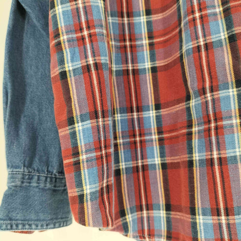 90S~00S チェック切替 デニムシャツ メンズ import:XL