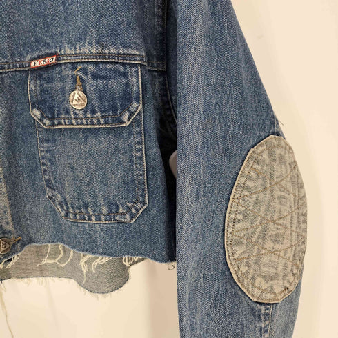 リメイク カットオフ エルボーパッチ 2ポケ デニムジャケット メンズ XXXL