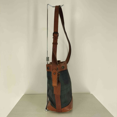 ポロラルフローレン POLO RALPH LAUREN ブラックウォッチ レザーショルダーバッグ メンズ