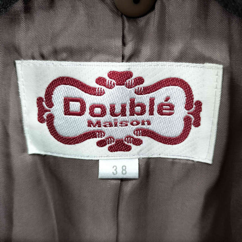 DOUBLE アルパカウール混 襟ミンクファーコート レディース 39