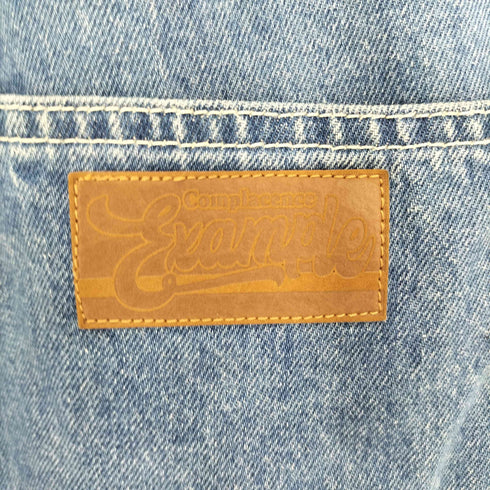 イグザンプル EXAMPLE ロゴパッチ 内プリント デニム オーバーオール メンズ XL