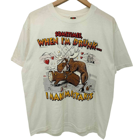 フルーツオブザルーム FRUIT OF THE LOOM 90-2000s BEST トナカイ メッセージ クルーネックTシャツ エロT メンズ import:L