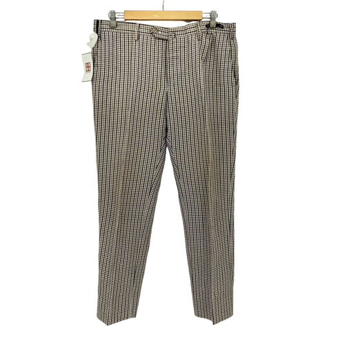 ピーティーゼロウーノ PT01 LINEN&COTTON ボタンフライ ハウンドチェック スラックス メンズ EUR:51-52