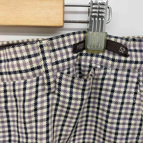 ピーティーゼロウーノ PT01 LINEN&COTTON ボタンフライ ハウンドチェック スラックス メンズ EUR:51-52